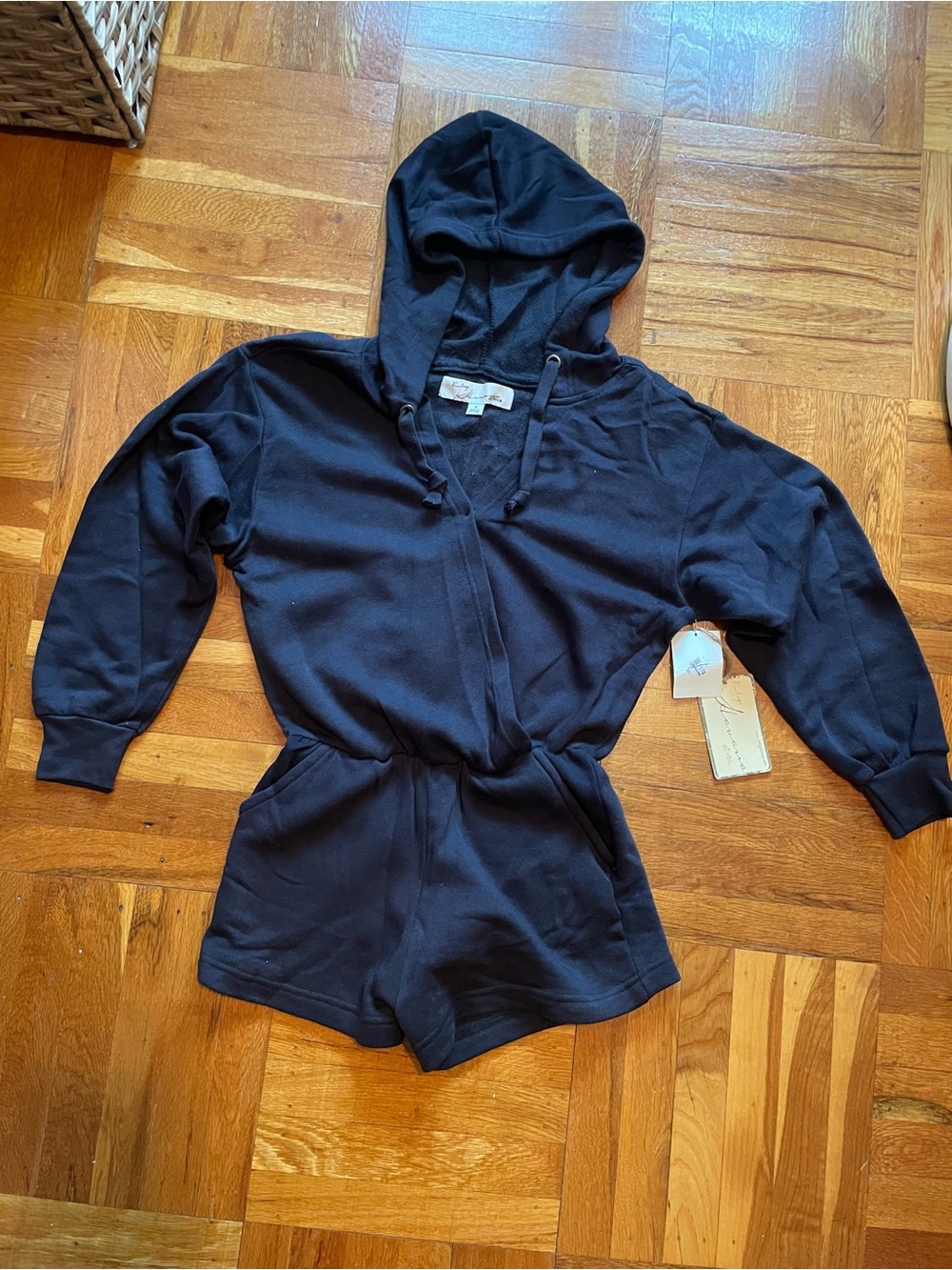 Vintage Havana Black Hooded One-Piece Romper Size Small NWT